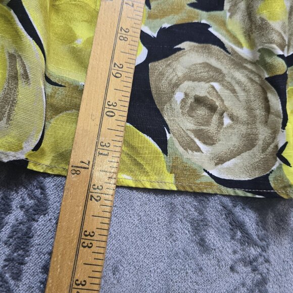 Ann Taylor Skirt Womens 8 Yellow Floral Rose Print Pleated Midi Made USA - Picture 10 of 12
